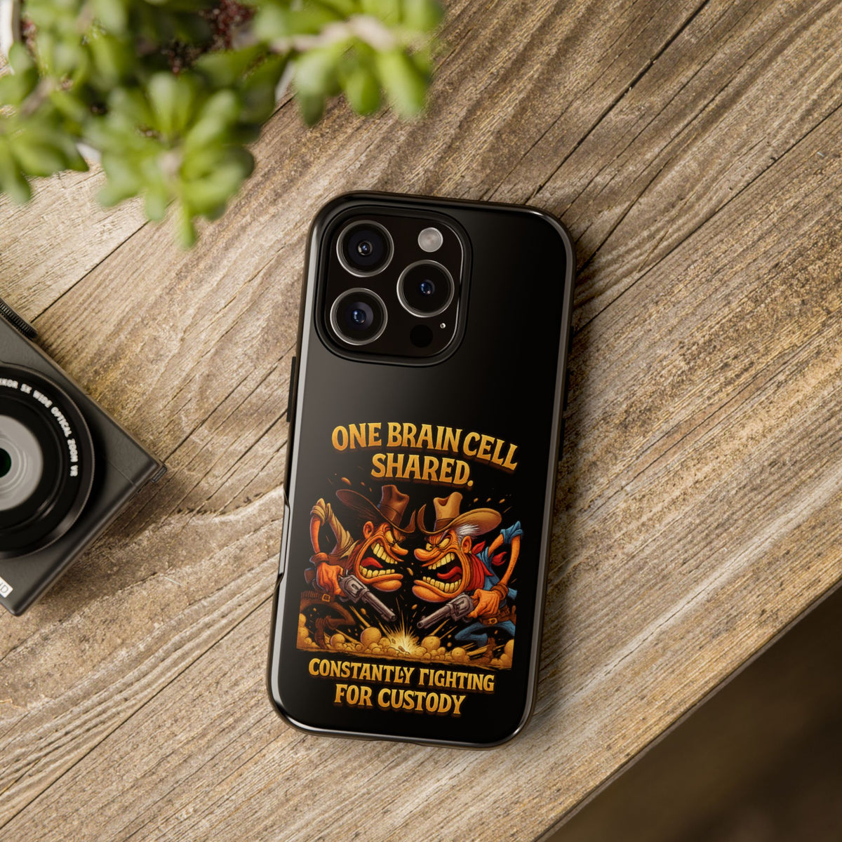 Phone Case — 'One Braincell Shared, Constantly Fighting for Custody' Funny Rivalry Cartoon