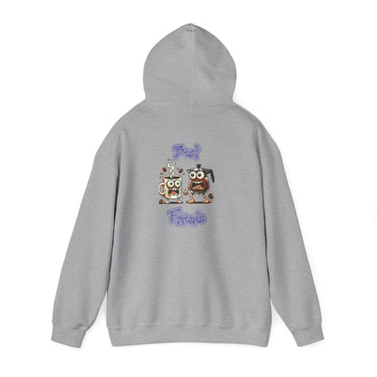 Coffee & Coffee Pot Friends Graphic Hoodie — Cute Cartoon Coffee & Coffee Pot "Best Friends" Pullover