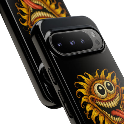 Phone Case - Smiling Sunflower Design with "Photosynthesizing the Universe One Breakdown at a Time"