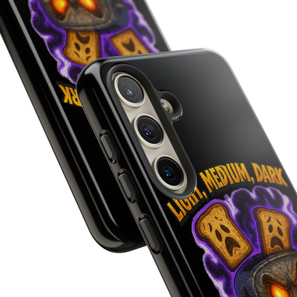 Phone Case — 'Light, Medium, Dark or Eternal Blackened Torment?' Spooky Toast & Toaster Horror Design