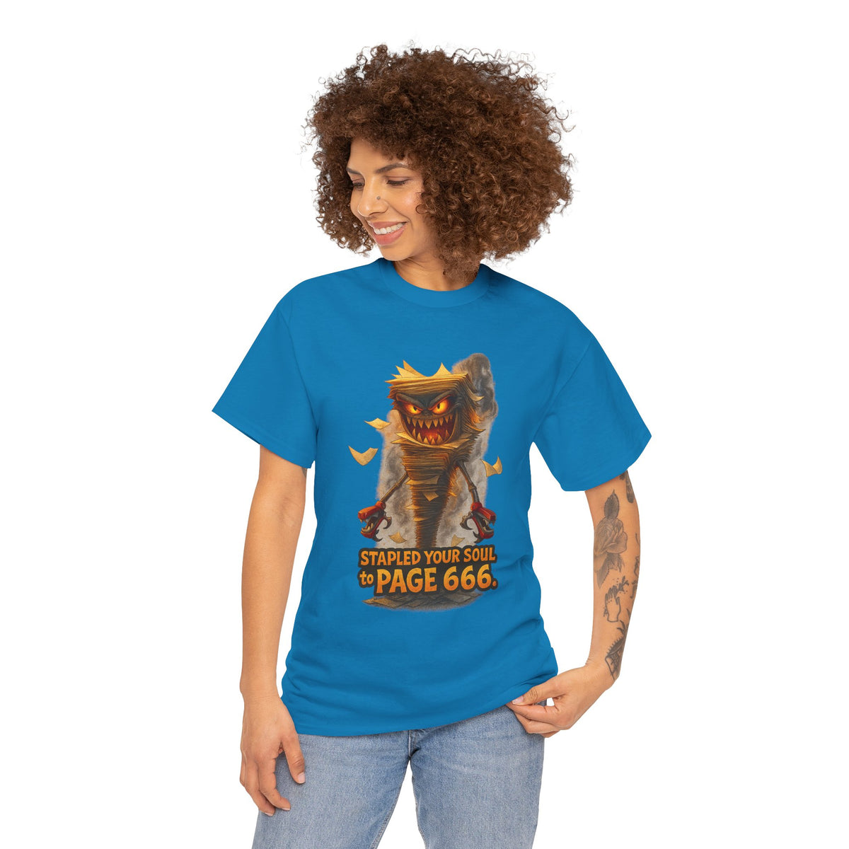 Stapled Your Soul to Page 666 T-Shirt | Demon Book Horror Tee