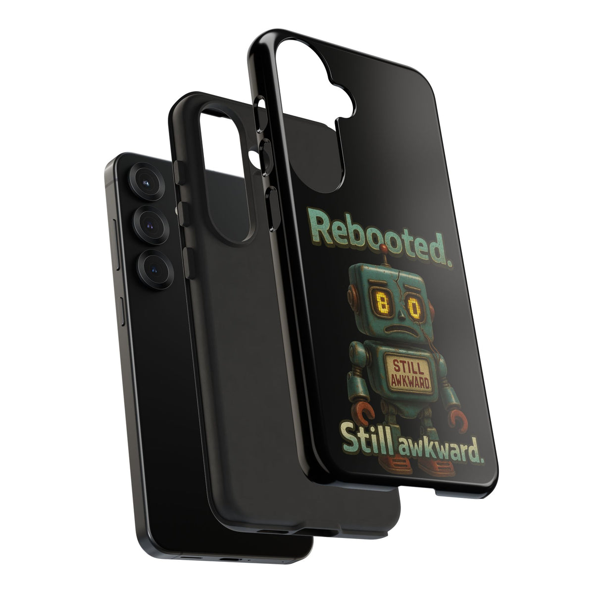 Phone Case — 'Rebooted. Still Awkward.' Retro Robot Protective Cover