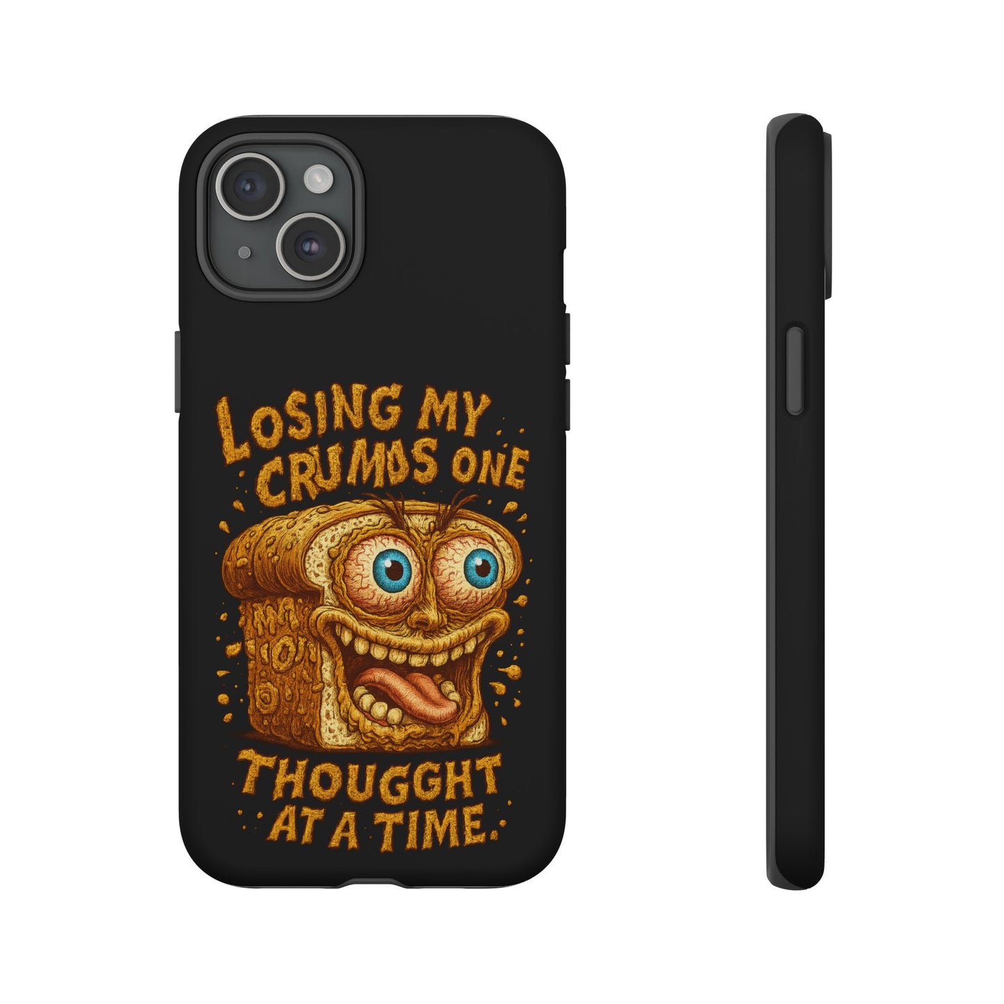 Phone Case — "Losing My Crumbs One Thought at a Time" Funny Retro Bread Illustration
