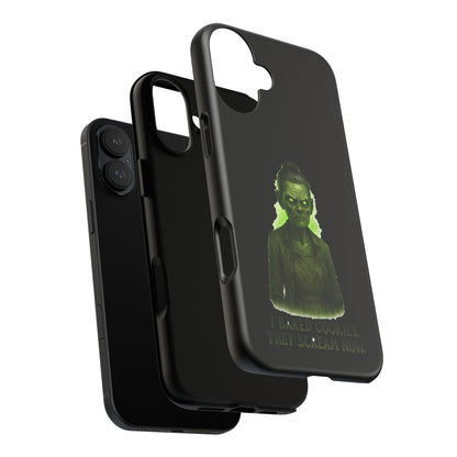Spooky Green Ghost Phone Case — "I Baked Cookies, They Scream Now" Horror iPhone Cover