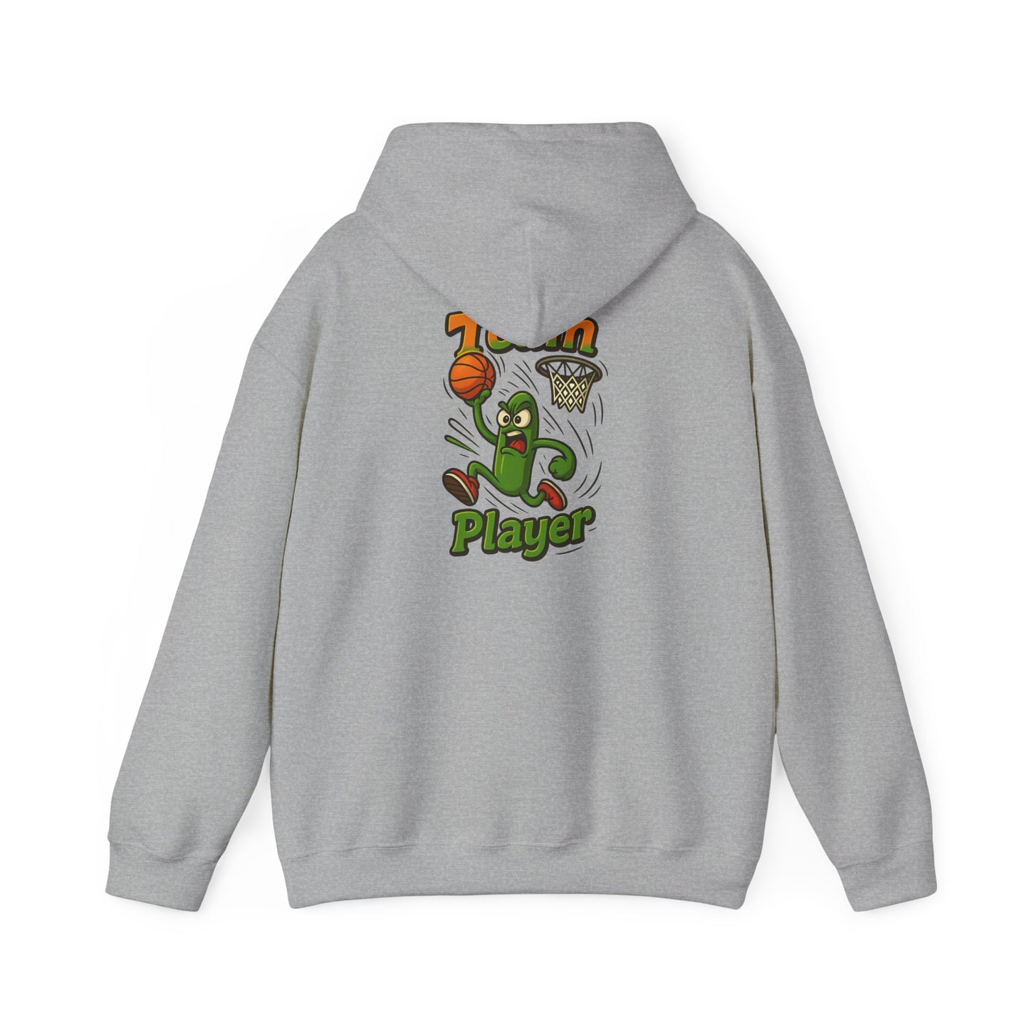 Basketball Pickle Player Hoodie — Funny Sports Cartoon Hoodie for Fans & Players