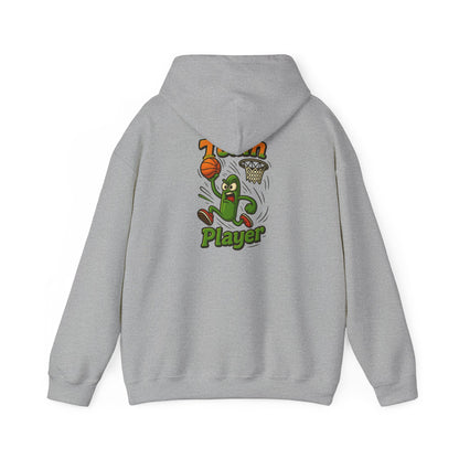 Basketball Pickle Player Hoodie — Funny Sports Cartoon Hoodie for Fans & Players
