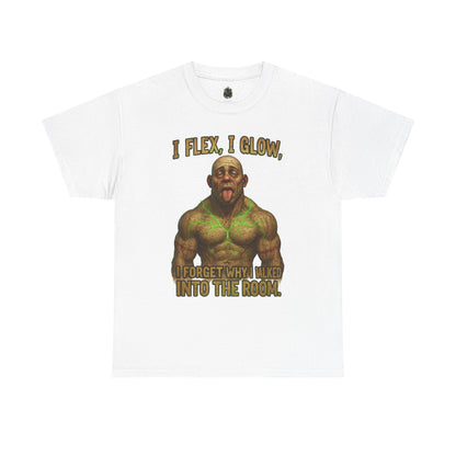 Muscle Meme T-Shirt — "I Flex, I Glow" Funny Gym Tee