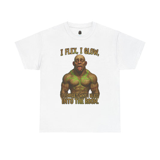 Muscle Meme T-Shirt — "I Flex, I Glow" Funny Gym Tee