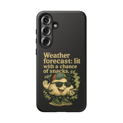 Phone Case — "Weather Forecast: Lit with a Chance of Snacks" Retro Graphic