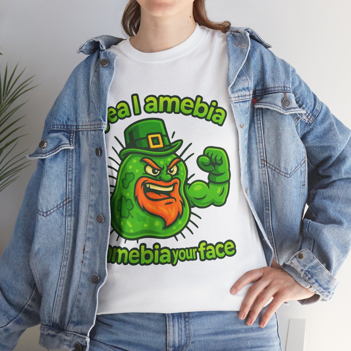 Amebia Your Face St. Patrick's Day T-Shirt — Funny Leprechaun Germ Graphic Tee