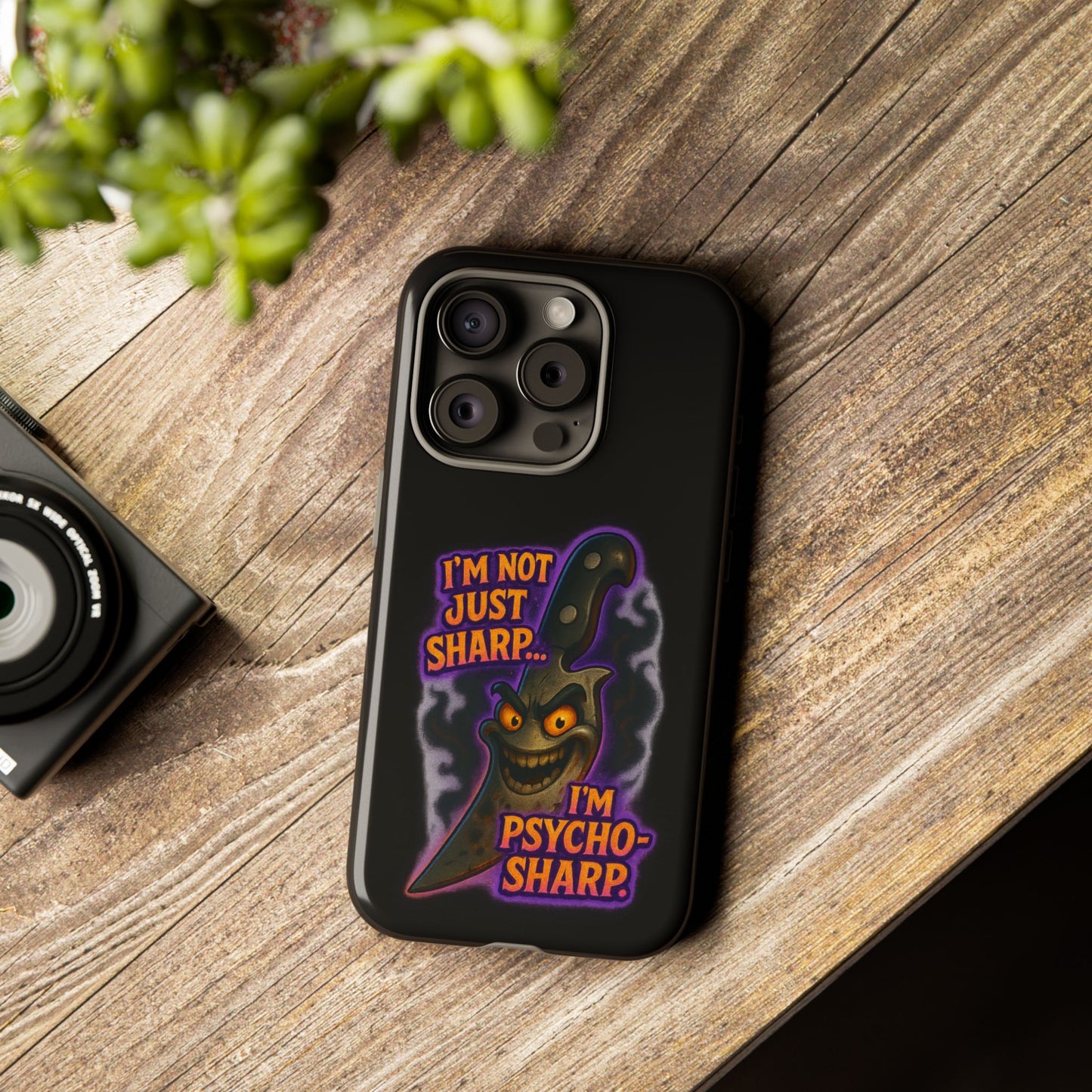 Knife Graphic Phone Case — "I'm Not Just Sharp... I'm Psycho-Sharp" Horror Phone Cover