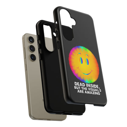 Phone Case — 'Dead Inside, But the Visuals Are Amazing' Rainbow Smiley