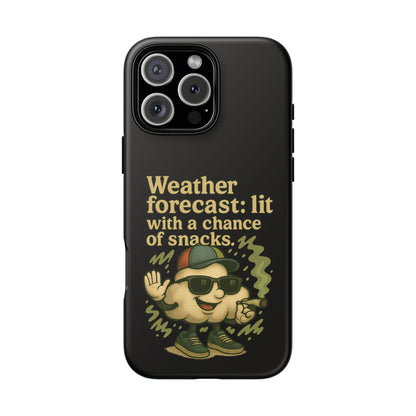 Phone Case — "Weather Forecast: Lit with a Chance of Snacks" Retro Graphic