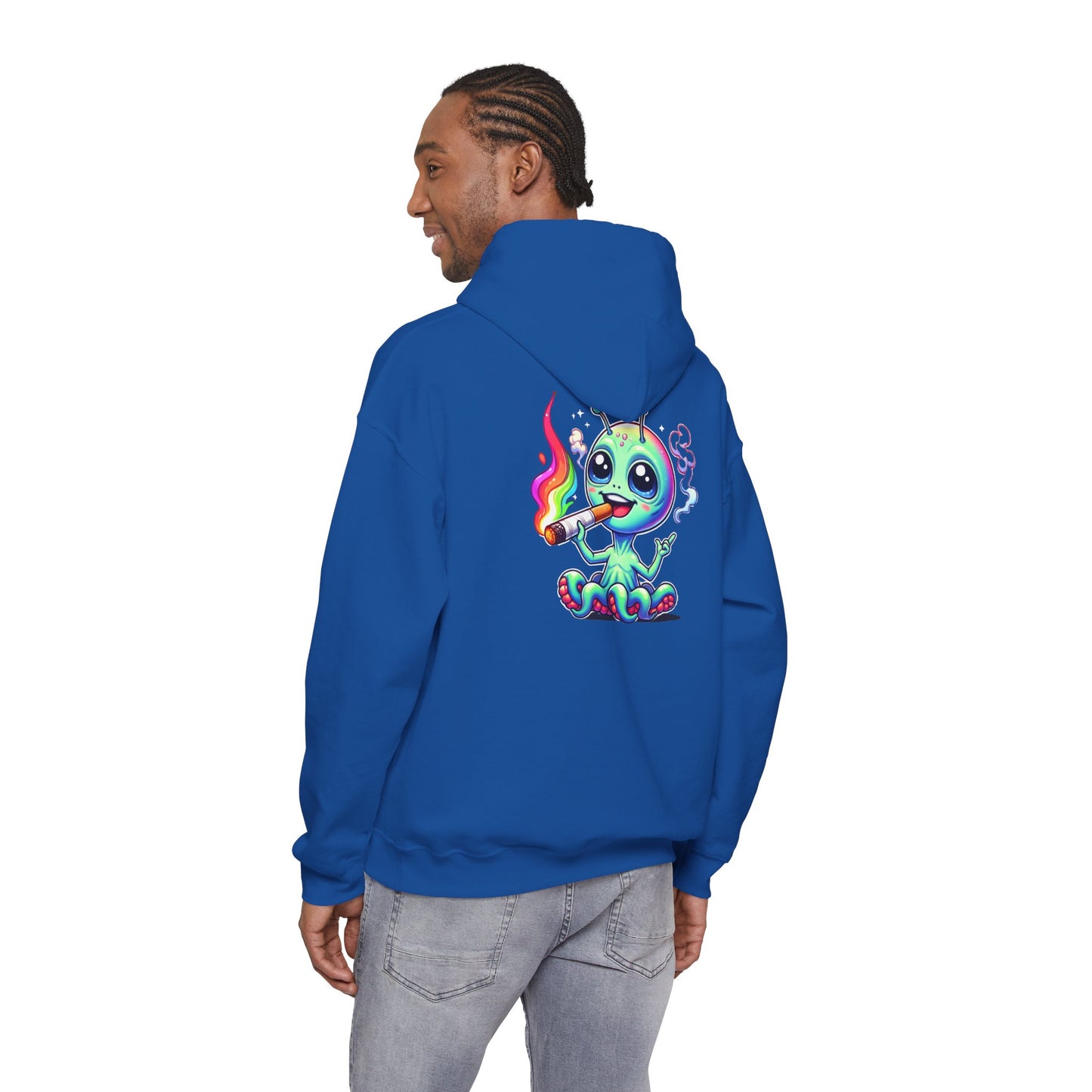 Alien Octopus Hoodie — Cute Rainbow-Smoking Space Creature Sweatshirt