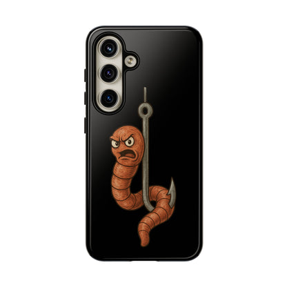 Angry Worm on Hook Phone Case – Funny Fishing Humor Protective Cover