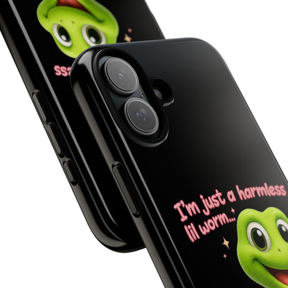 Phone Case — “I’m Just a Harmless Lil Worm… With Chaotic Intentions” Cute Cartoon Worm Design