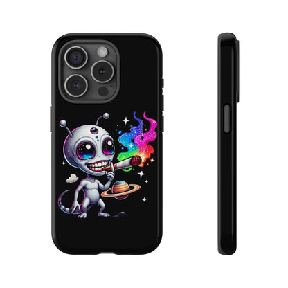 Alien Smoking Rainbow Galaxy Phone Case — Cute Cosmic Art Tough Case