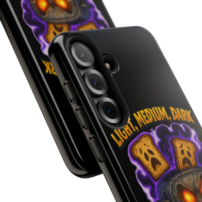 Phone Case — 'Light, Medium, Dark or Eternal Blackened Torment?' Spooky Toast & Toaster Horror Design
