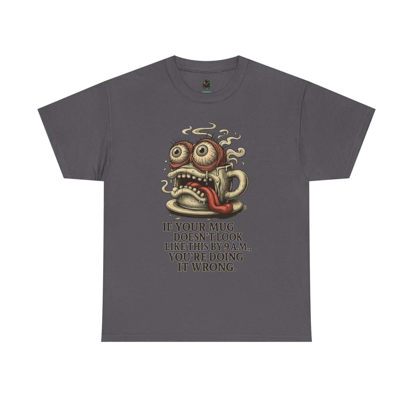 9AM Mug Meltdown – Screaming Coffee Zombie Cup Tee