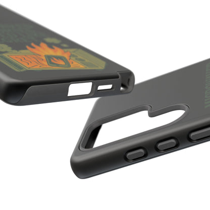 Microwaved Memories Phone Case — 'Microwaved Memories. Tasted Like Regret.' Retro Fire Design