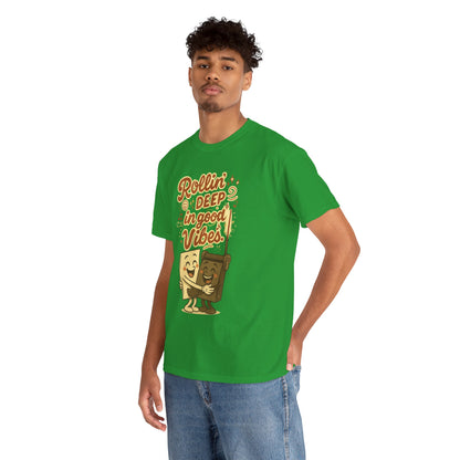 Rollin' Deep in Good Vibes – Smiling Paper & Roller T-Shirt
