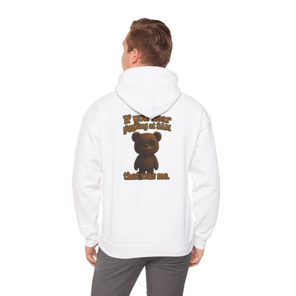 Bear Graphic Hoodie — "It Was Me" Cute Teddy Back Print