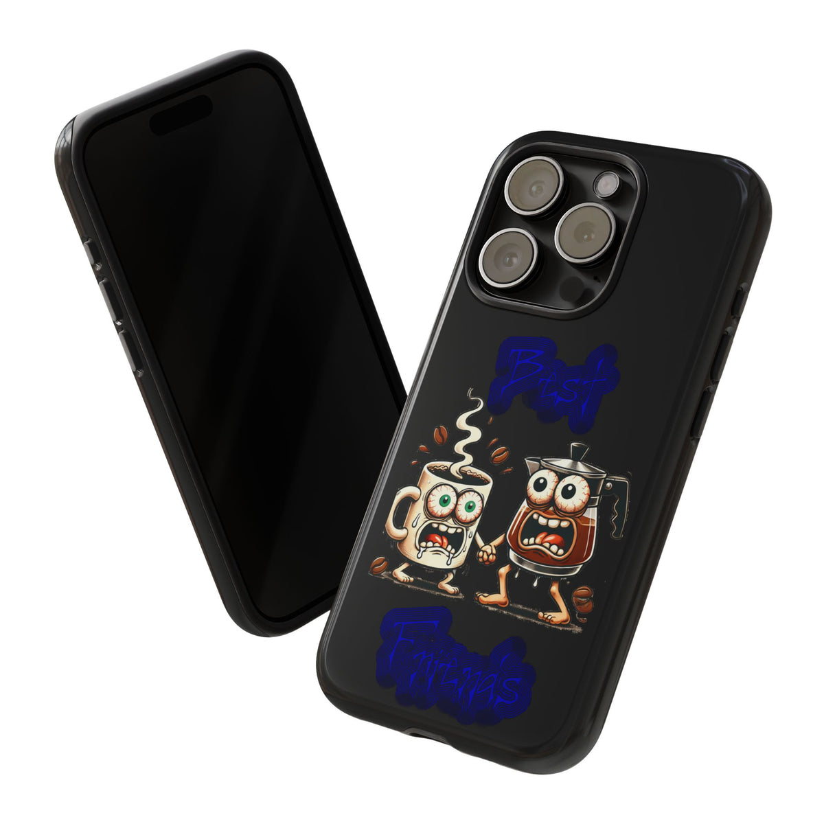 Coffee & Tea Fight Phone Case — Funny Kawaii Beverage Cartoon Tough Cases