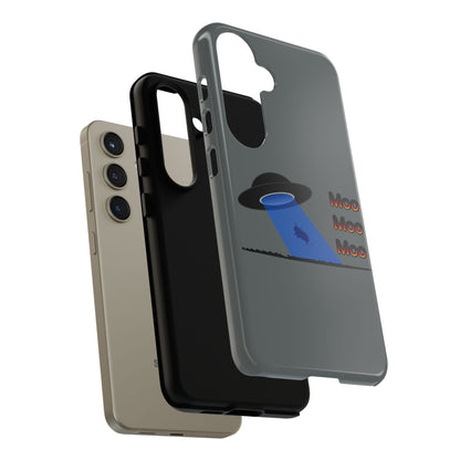 Phone Case — Funny UFO Cow Abduction Design with “Moo Moo Moo”