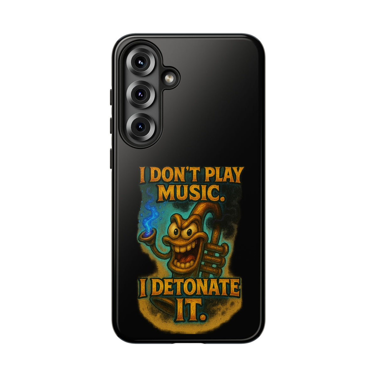 Phone Case — "I Don't Play Music. I Detonate It." Cartoon Bomb Graphic