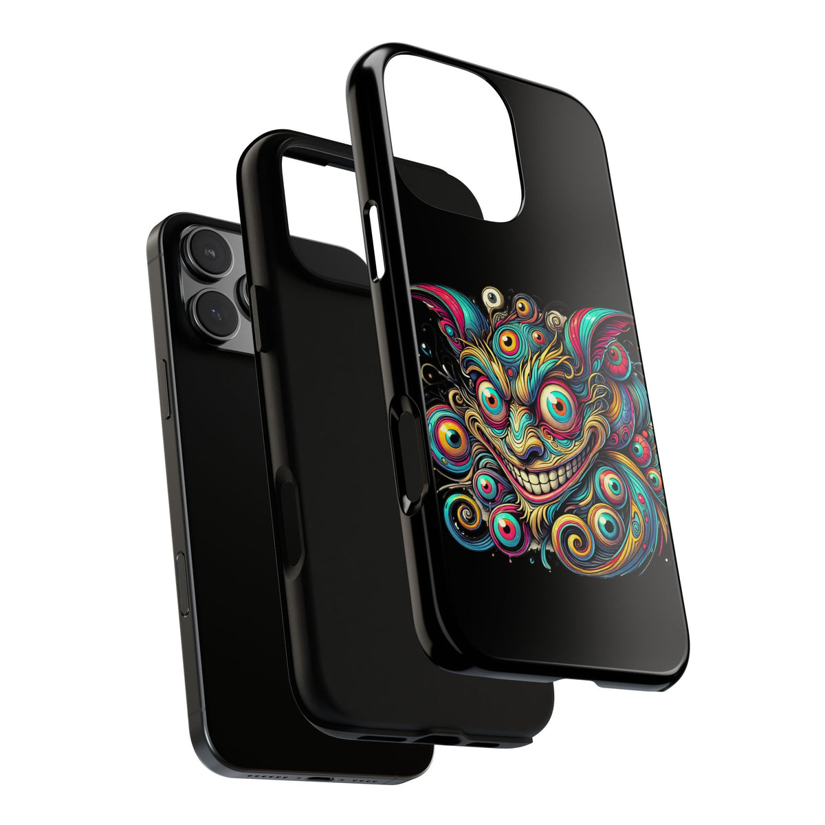 Psychedelic Mischief Phone Case — Colorful Grinning Monster Design