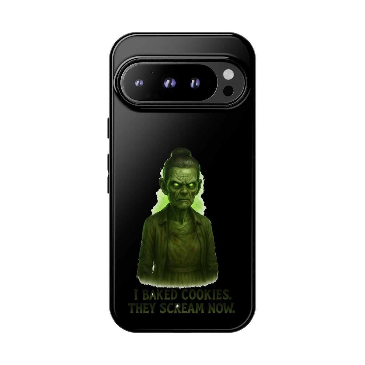 Spooky Green Ghost Phone Case — "I Baked Cookies, They Scream Now" Horror iPhone Cover