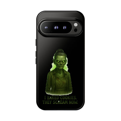 Spooky Green Ghost Phone Case — "I Baked Cookies, They Scream Now" Horror iPhone Cover