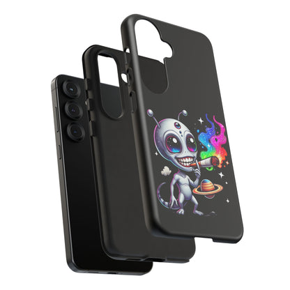 Alien Smoking Rainbow Galaxy Phone Case — Cute Cosmic Art Tough Case