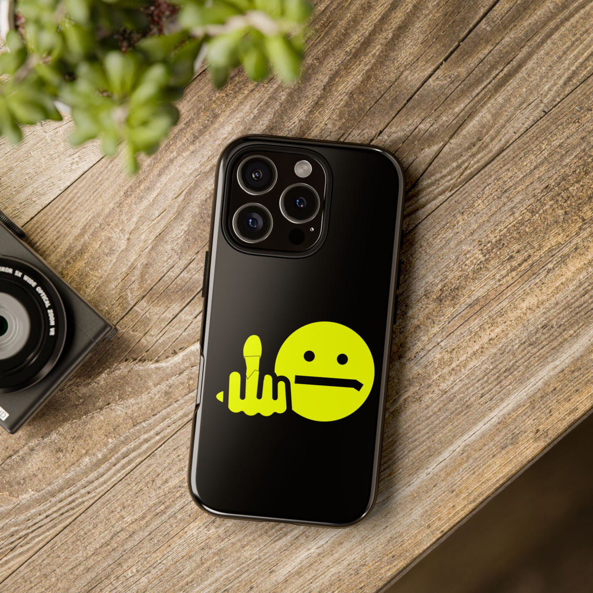 Phone Case — Neon Middle Finger Emoji Graphic