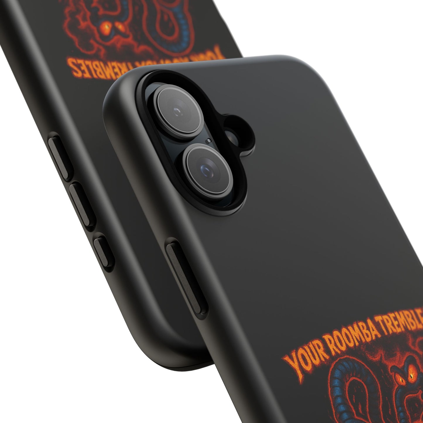 Phone Case — "Your Roomba Trembles at My Name" Fiery Cat Design