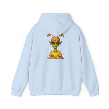 Alien Graphic Hoodie - "We Judged, We’ve Deported" Satirical UFO Sweatshirt