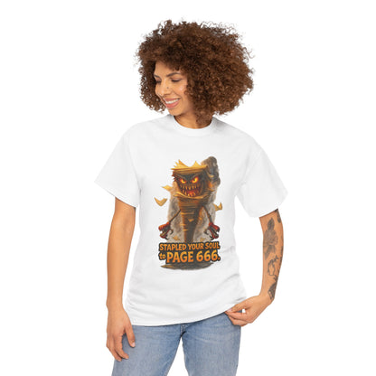 Stapled Your Soul to Page 666 T-Shirt | Demon Book Horror Tee