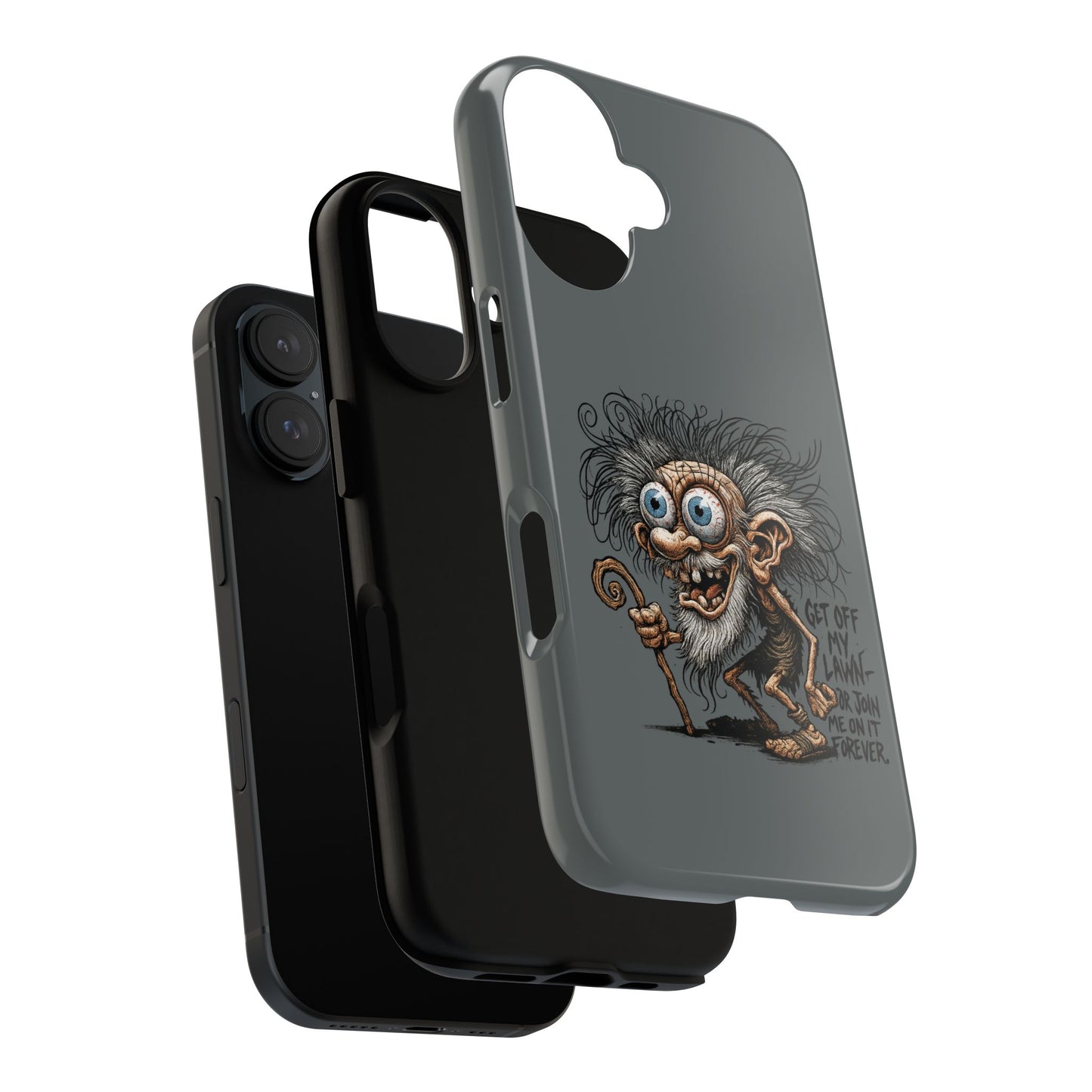 Phone Case — Funny Grumpy Troll Design: “Get Off My Lawn” Protective Cover