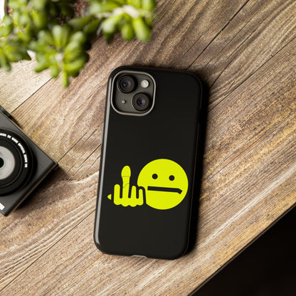 Phone Case — Neon Middle Finger Emoji Graphic