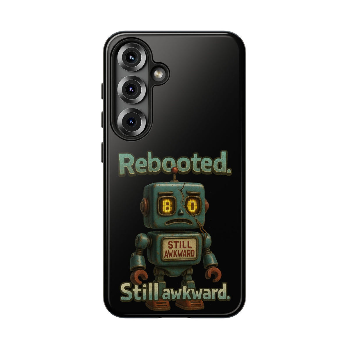 Phone Case — 'Rebooted. Still Awkward.' Retro Robot Protective Cover