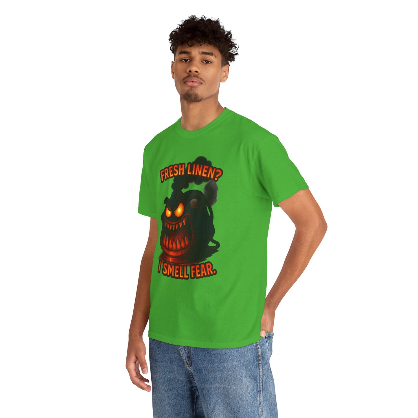 Fresh Linen? I Smell Fear Tee | Scary Laundry Monster Halloween Shirt