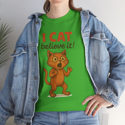 I CAT Believe It! – Funny Cartoon Cat Pun T-Shirt