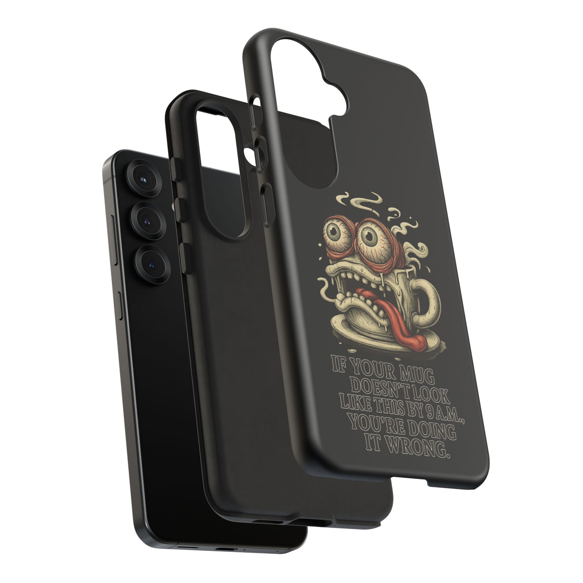 Tough Cases: Retro Hot Coffee Monster Phone Case — Funny 'If Your Mug...' Quote