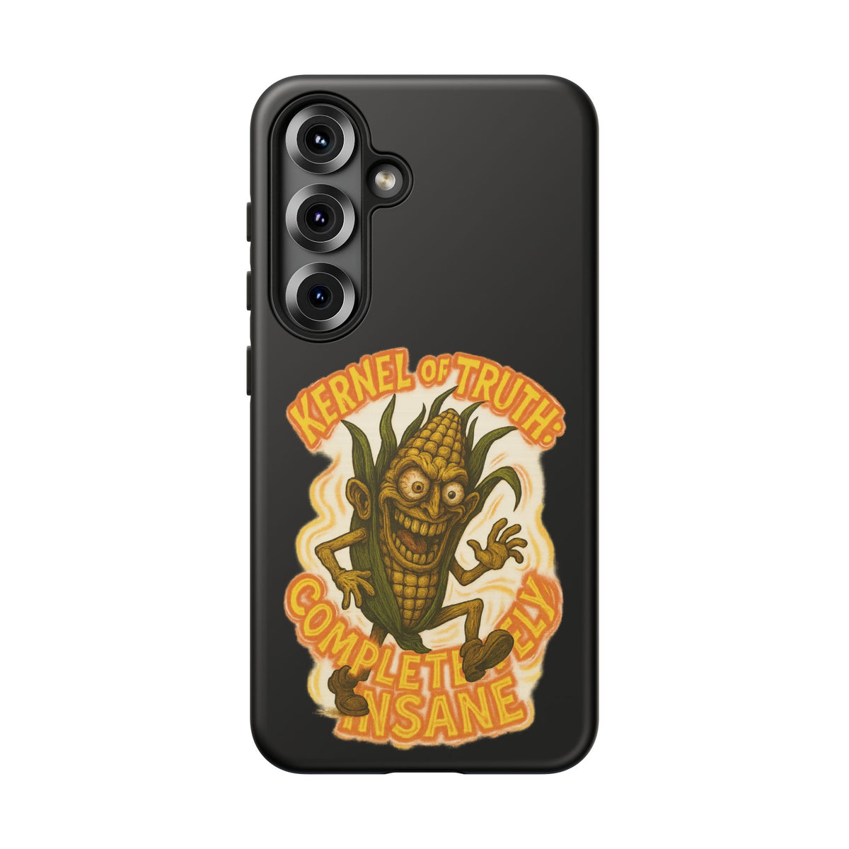Corny Horror Phone Case - “Kernel of Truth, Completely Insane” Retro Corn Monster