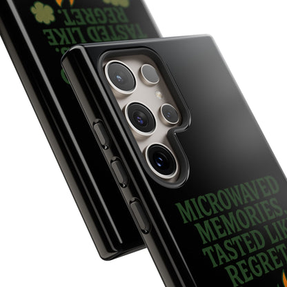 Microwaved Memories Phone Case — 'Microwaved Memories. Tasted Like Regret.' Retro Fire Design