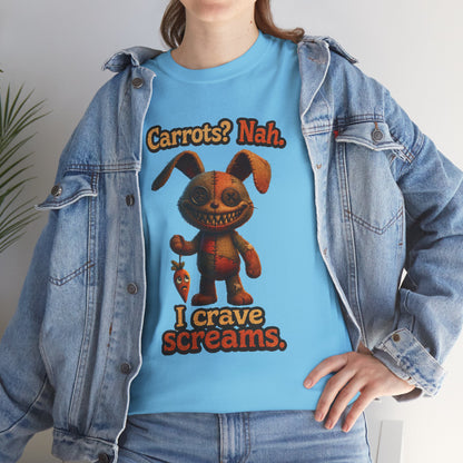 Creepy Bunny Plush I Crave Screams T-Shirt | Halloween Horror Tee