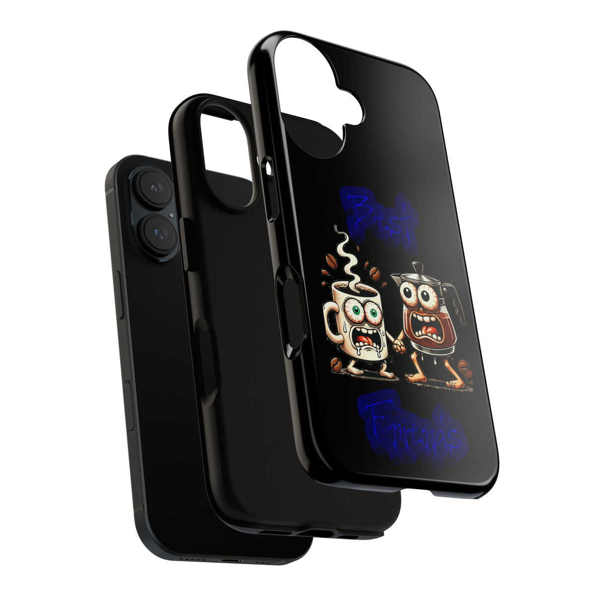 Coffee & Tea Fight Phone Case — Funny Kawaii Beverage Cartoon Tough Cases