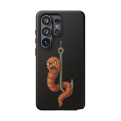 Angry Worm on Hook Phone Case – Funny Fishing Humor Protective Cover