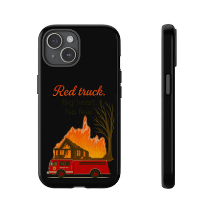 Phone Case — 'Red truck' Fire Truck Design, Vintage Firefighter Gift