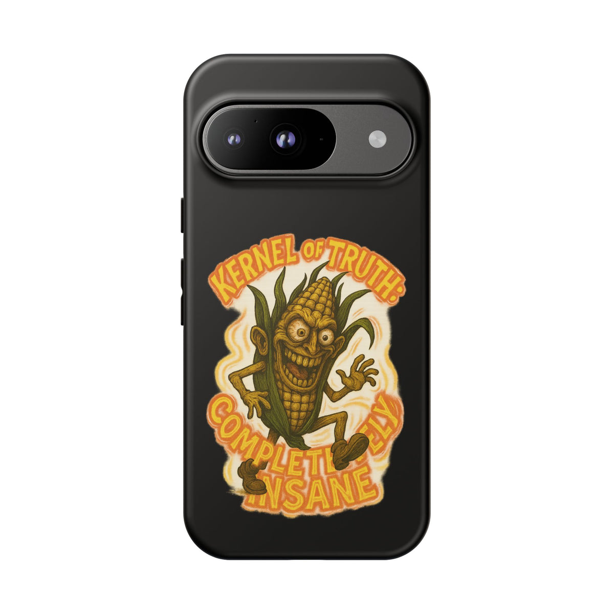 Corny Horror Phone Case - “Kernel of Truth, Completely Insane” Retro Corn Monster